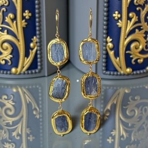 18k Gold Plated Kyanite Crystal Drop Earrings